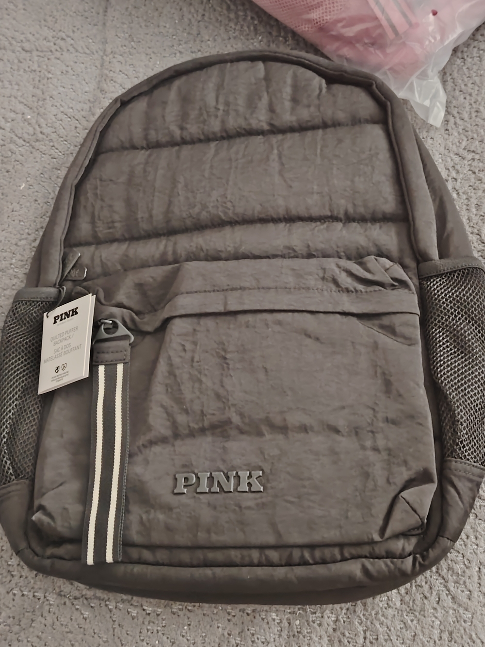 PINK Victoria's Secret Black Quilted Padded Backpack - Picture 2 of 2